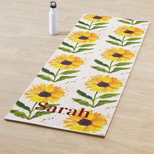 Gelbe Sonnenblumen Braun rustikale Blumenfarbe Yogamatte (Beispiel)