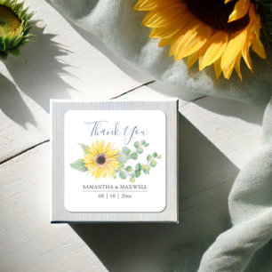 Gelbe Sonnenblumen-Dankeschön-Aufkleber Quadratischer Aufkleber