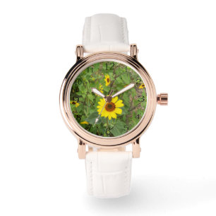 Gelbe Sonnenblumen, die im Wind wehen, Armbanduhr