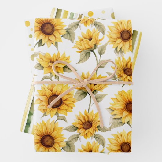 Gelbe Sonnenblumen, die Papiertüten umhüllen Geschenkpapier Set (Beispiel)