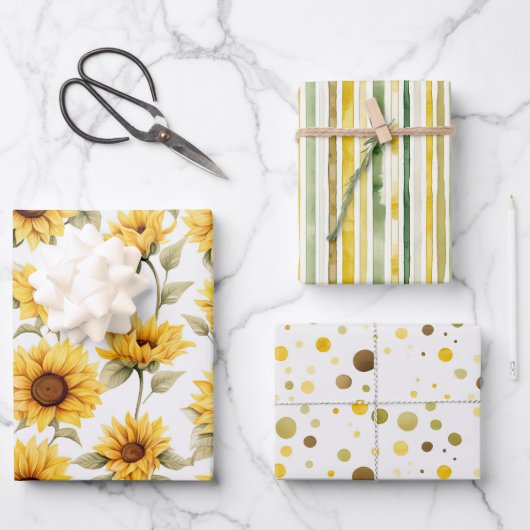 Gelbe Sonnenblumen, die Papiertüten umhüllen Geschenkpapier Set (Vorderseite)