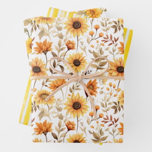 Gelbe Sonnenblumen, die Papiertüten umhüllen Geschenkpapier Set (Beispiel)
