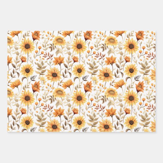 Gelbe Sonnenblumen, die Papiertüten umhüllen Geschenkpapier Set (Vorderseite)