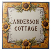 Gelbe Sonnenblumen Eigenes Haus Name Plate Plaque Fliese (Vorderseite)