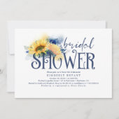Gelbe Sonnenblumen Elegantes blaues Brautparty Einladung (Vorderseite)