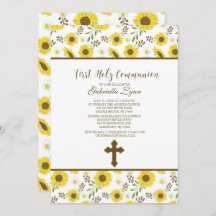 Gelbe Sonnenblumen Erste Heilige Kommunion Einladu