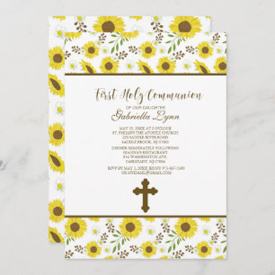 Gelbe Sonnenblumen Erste Heilige Kommunion Einladu Einladung