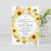 Gelbe Sonnenblumen Erste Heilige Kommunion Einladung (Stehend Vorderseite)