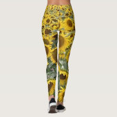 Gelbe Sonnenblumen FeldYogaübung Leggings (Rückseite)