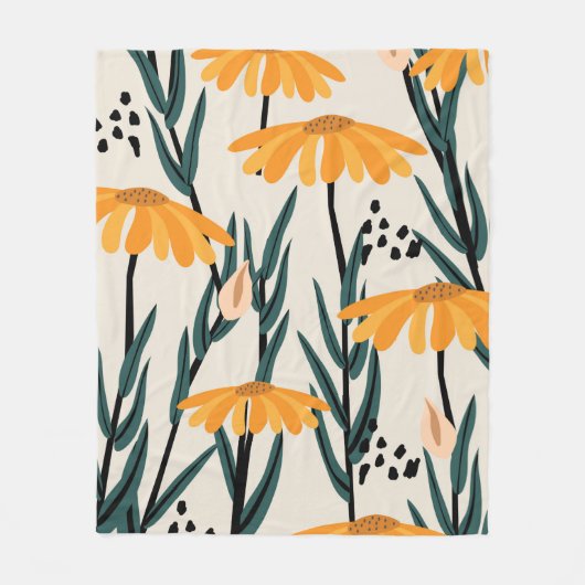 Gelbe Sonnenblumen Fleecedecke (Vorderseite)