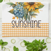 Gelbe Sonnenblumen Floral Gingham Happy Sunshine Geschirrtuch (Gefaltet)