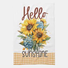 Gelbe Sonnenblumen Floral Gingham Happy Sunshine Geschirrtuch