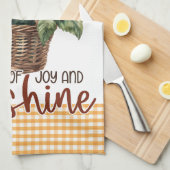 Gelbe Sonnenblumen Floral Gingham Sunshine Joy Geschirrtuch (Viertel Falte)