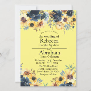 Gelbe Sonnenblumen Florale Blumen Hochzeit Einladung