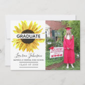 Gelbe Sonnenblumen Foto Abschluss Ankündigung (Vorderseite)