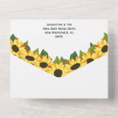 Gelbe Sonnenblumen Foto Hochzeit All In One Einladung (Rückseite)