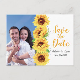Gelbe Sonnenblumen Foto Hochzeit Save the Date Ankündigungspostkarte