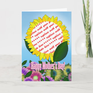 Gelbe Sonnenblumen-Foto-Rahmen für Muttertag Karte