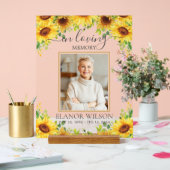 Gelbe Sonnenblumen Foto zur Beerdigung Acrylschild (Hochzeit)