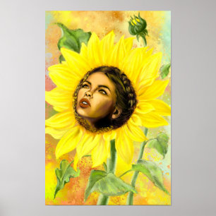 Gelbe Sonnenblumen-Frauen-Plakat Poster