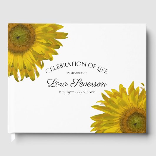 Gelbe Sonnenblumen - Gedenkfeier zum Leben Gästebuch (Vorderseite)