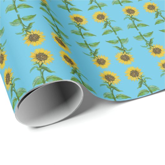 Gelbe Sonnenblumen Geschenkpapier (Rolleneckpunkt)