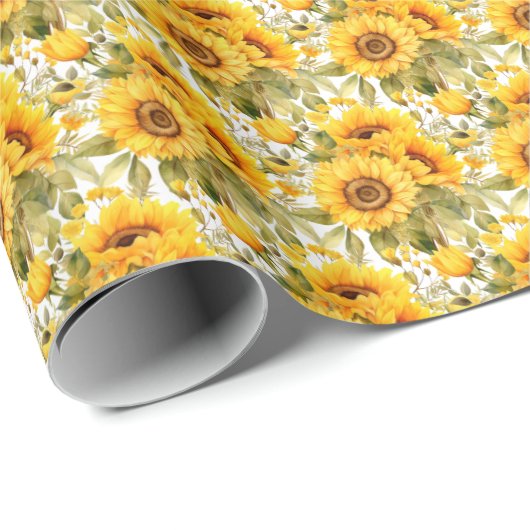 Gelbe Sonnenblumen Geschenkpapier (Rolleneckpunkt)