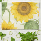 Gelbe Sonnenblumen Geschirrtuch (Gefaltet)
