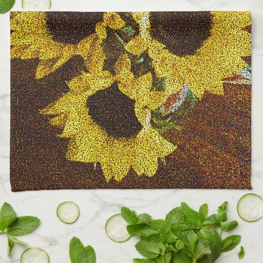 Gelbe Sonnenblumen Geschirrtuch (Gefaltet)