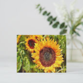 Gelbe Sonnenblumen gestrichen Postkarte (Stehend Vorderseite)