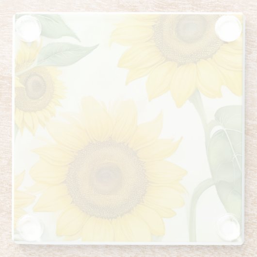 Gelbe Sonnenblumen Glasuntersetzer (Rückseite)