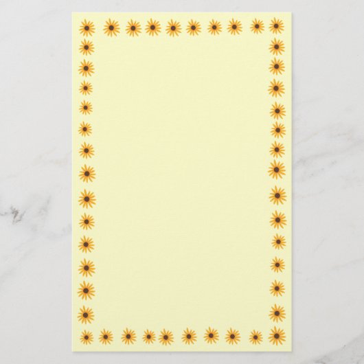 Gelbe Sonnenblumen Grenze auf gelbem Boden Briefpapier (Vorderseite)