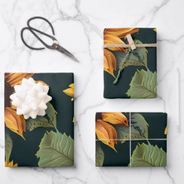 Gelbe Sonnenblumen Großdruck Geschenkpapier Set