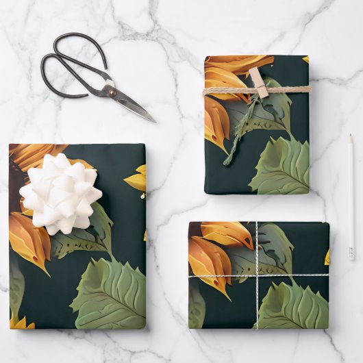 Gelbe Sonnenblumen Großdruck Geschenkpapier Set (Vorderseite)