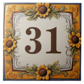 Gelbe Sonnenblumen, Hausnummer Schild Plaque Fliese (Vorderseite)