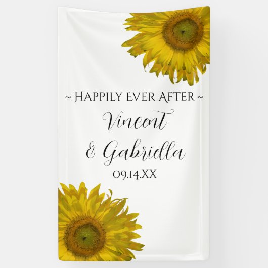 Gelbe Sonnenblumen Hochzeit Banner (Vertikal)