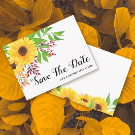 Gelbe Sonnenblumen Hochzeit im Herbst Save the Dat Ankündigungspostkarte