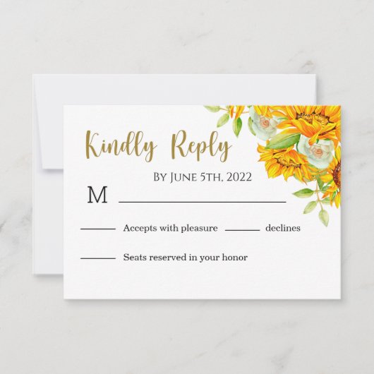 Gelbe Sonnenblumen Hochzeit RSVP Karte (Vorderseite)