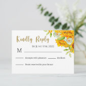 Gelbe Sonnenblumen Hochzeit RSVP Karte (Stehend Vorderseite)