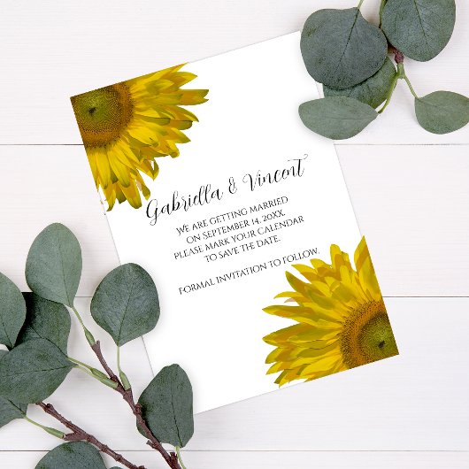 Gelbe Sonnenblumen Hochzeit Save the Date