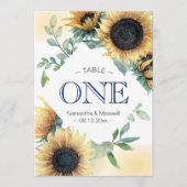 Gelbe Sonnenblumen-Hochzeitstischnummern (Vorderseite)