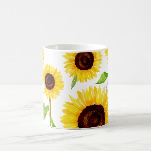 Gelbe Sonnenblumen, Illustriert Kaffeetasse (Mittel)