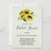 Gelbe Sonnenblumen im Aquarellfarben-Brautparty Einladung (Vorderseite)