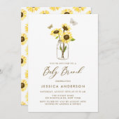 Gelbe Sonnenblumen im Mason Jar Baby Brunch Einladung (Vorne/Hinten)