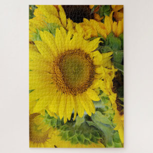 Gelbe Sonnenblumen im Sommer Puzzle