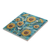 Gelbe Sonnenblumen Imitate Mosaik Aqua Blue Fliese (Seite)