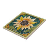 Gelbe Sonnenblumen Imitate Mosaikgrün Fliese (Seite)
