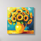 Gelbe Sonnenblumen in einer Gelbvase Leinwanddruck (Vorderseite)
