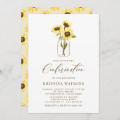 Gelbe Sonnenblumen in einer Mason Jar Bestätigung Einladung (Vorne/Hinten)