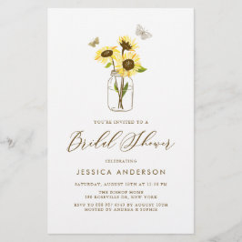 Gelbe Sonnenblumen in Jar Bridal Dusche Einladung